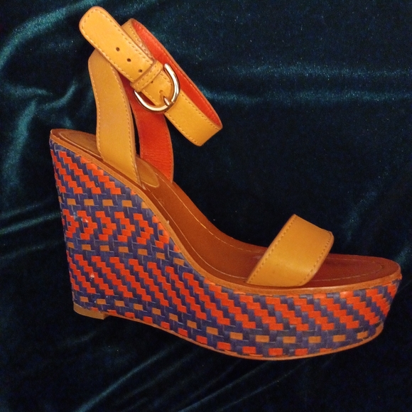 Coach Gemma Woven Leather Wedge Sandal - Picture 2 of 6